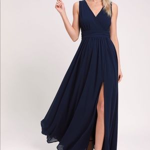 Lulu’s Thoughts of Hue Navy Surplice Maxi Dress